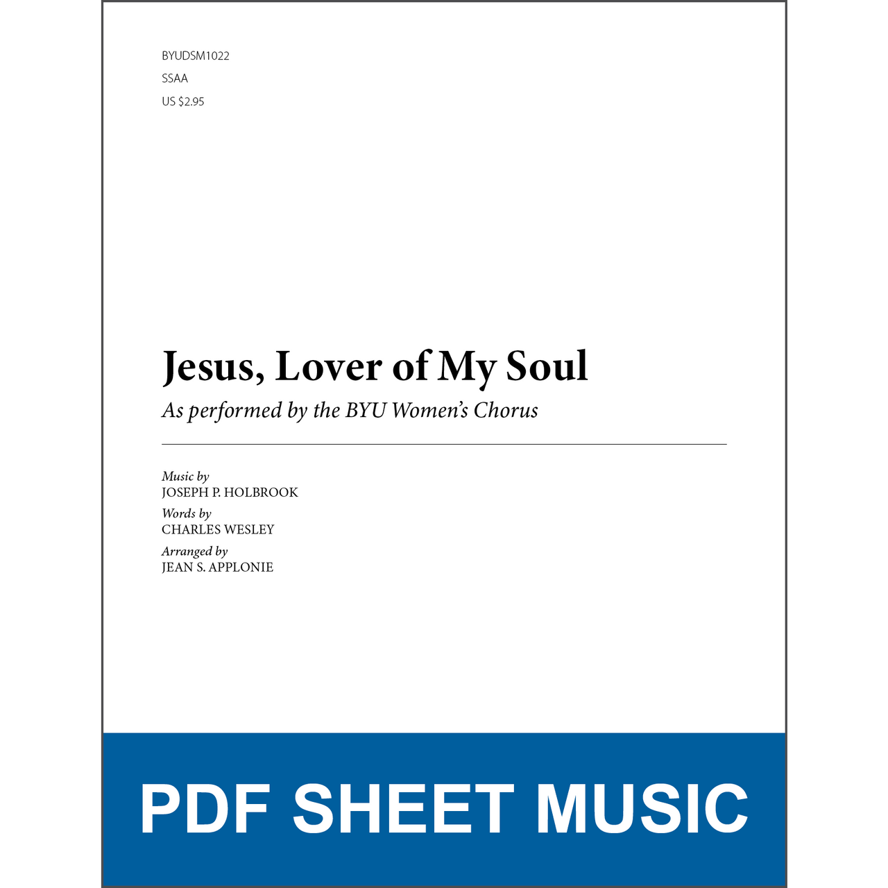 Jesus, Lover of My Soul (Arr. by Jean S. Applonie - SSAA A Cappella) [PDF Sheet Music]