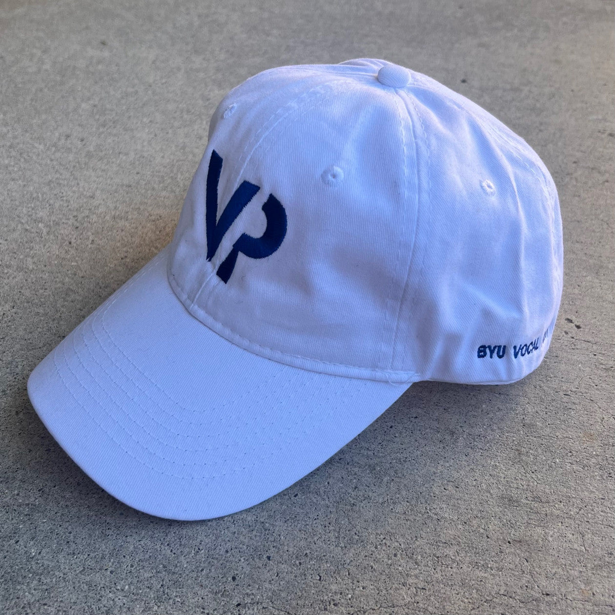 BYU Vocal Point White Dad Hat with Blue 'VP' Logo